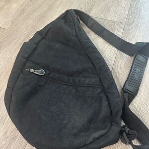 Ameribag Healthy Back Bag Crossbody Sling Backpack Black Nylon Ameri Bag